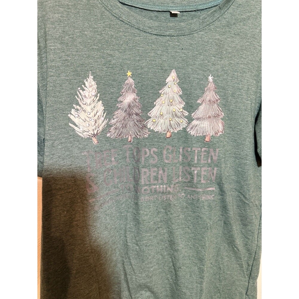 Tree Tops Glisten And Children Never Listen Holiday Graphic T-shirt Size L... - Picture 2 of 5
